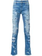 Christian Dada Ripped Slim-fit Jeans, Men's, Size: 46, Blue, Cotton/polyurethane