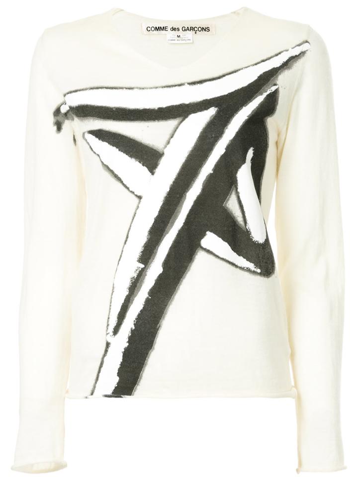 Comme Des Garçons Vintage Abstract Print Jumper - White