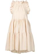 Ulla Johnson Striped Print Ruffled Dress - Neutrals