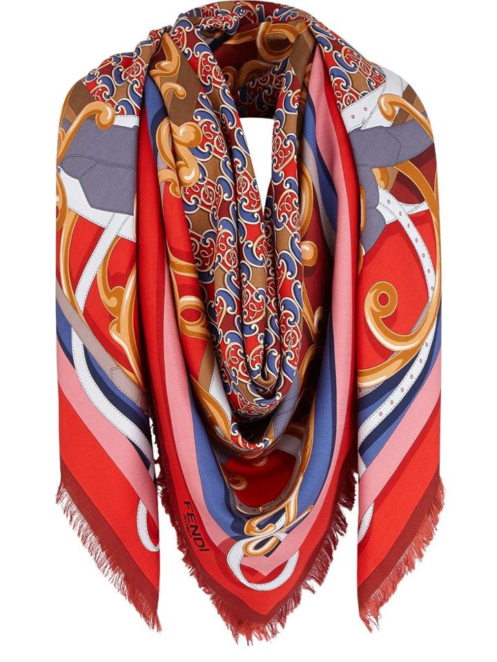 Fendi Printed Scarf - Red