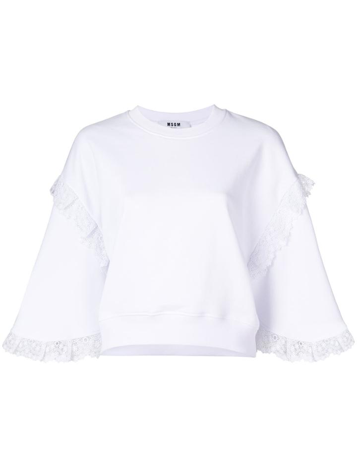 Msgm Lace Trim Sweatshirt - White