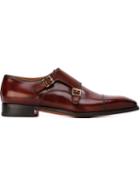 Santoni Monk Strap Shoes, Men's, Size: 7.5, Brown, Calf Leather/leather