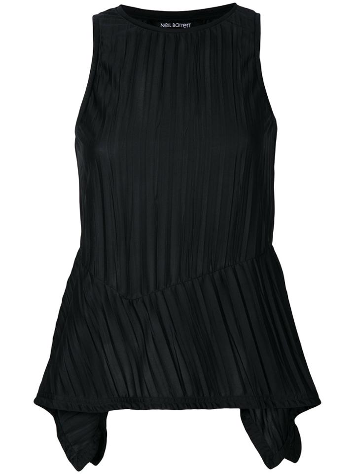 Neil Barrett Pleated Asymmetric Blouse - Black