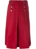 Carven Pleated Skirt, Women's, Size: 40, Red, Cotton/acetate/viscose