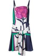 Tanya Taylor Flower Print Draped Detail Dress