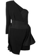 Alexandre Vauthier - One-sleeve Gathered Dress - Women - Silk/spandex/elastane/acetate/viscose - 40, Black, Silk/spandex/elastane/acetate/viscose