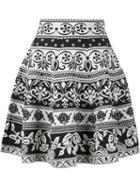 Alexander Mcqueen Jacquard Knit Mini Skirt, Women's, Size: Medium, Black, Viscose/polyester/polyamide/spandex/elastane