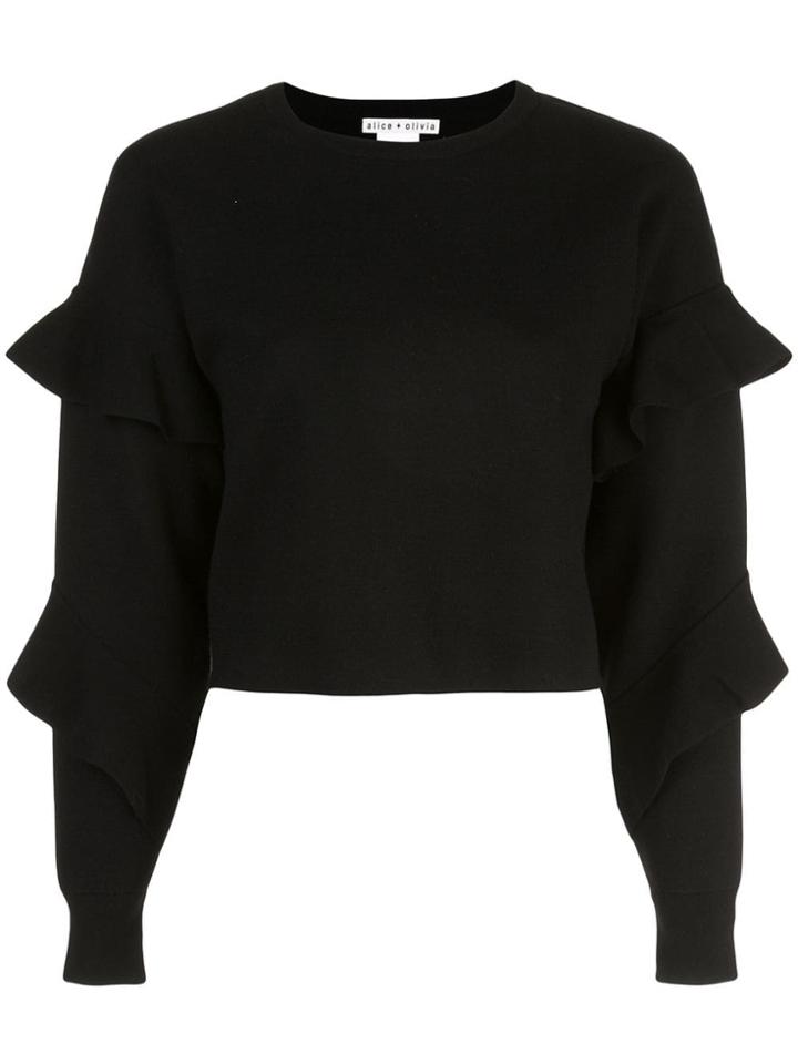 Alice+olivia Nettie Ruffle Sleeve Jumper - Black