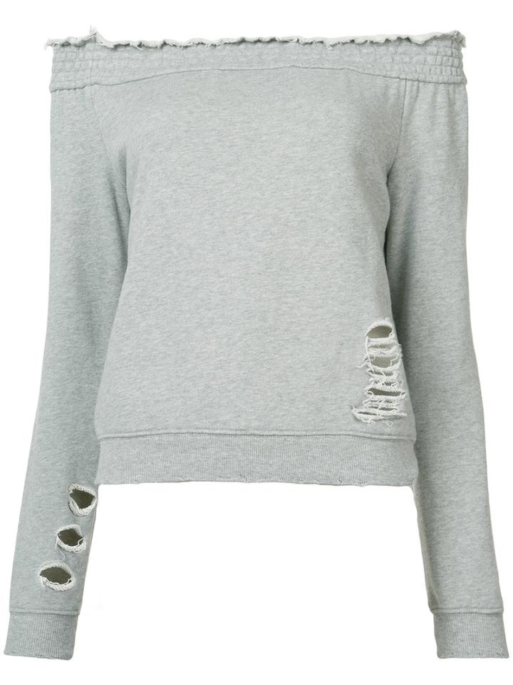 Off-shoulders Sweatshirt - Women - Cotton - Xs, Grey, Cotton, Pam & Gela