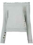 Off-shoulders Sweatshirt - Women - Cotton - Xs, Grey, Cotton, Pam & Gela