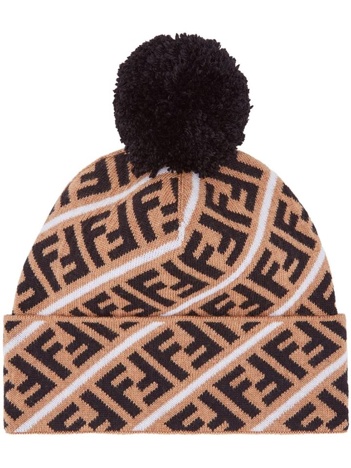 Fendi Ff Print Pom-pom Beanie - Neutrals
