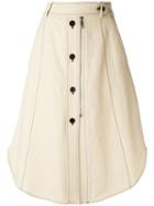 Sportmax - Buttoned Midi Skirt - Women - Cotton/linen/flax/viscose - 42, Women's, Nude/neutrals, Cotton/linen/flax/viscose