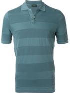 Zanone Striped Polo Shirt, Men's, Size: L, Blue, Cotton