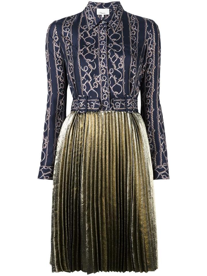 3.1 Phillip Lim Lamé Skirt Shirt Dress, Women's, Size: 8, Blue, Silk/viscose/polyamide