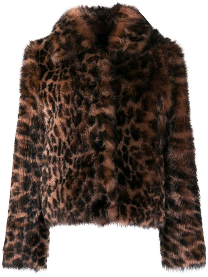 Yves Salomon Leopard Print Fur Jacket - Neutrals
