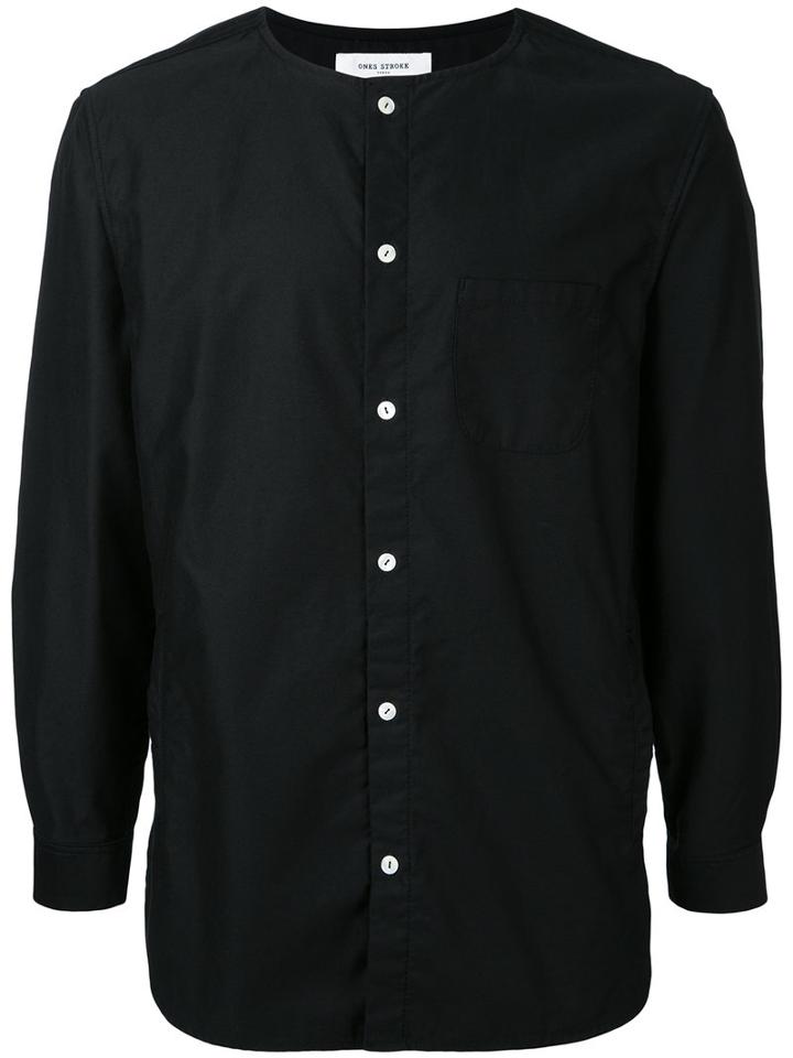 Ones Stroke - Collarless Shirt - Men - Cotton - L, Black, Cotton
