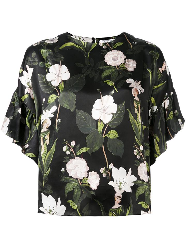 Vivetta - Floral Print Top - Women - Silk - 42, Black, Silk