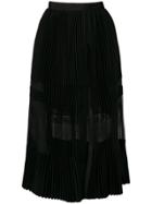 Sacai Pleated Lace Skirt - Black