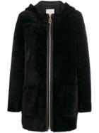 Sandro Paris Zip-front Long-sleeve Coat - Black