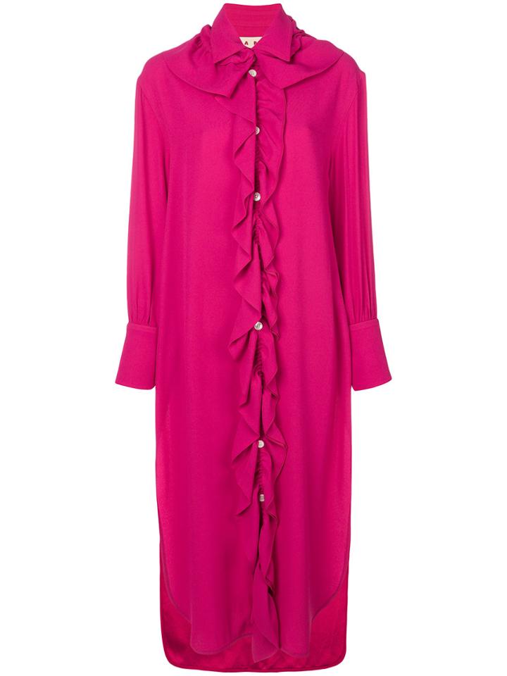 Marni Ruffled Shirt Dress - Pink & Purple