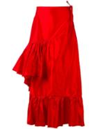 Marques'almeida Asymmetric Ruffle Skirt, Women's, Size: 8, Red, Silk