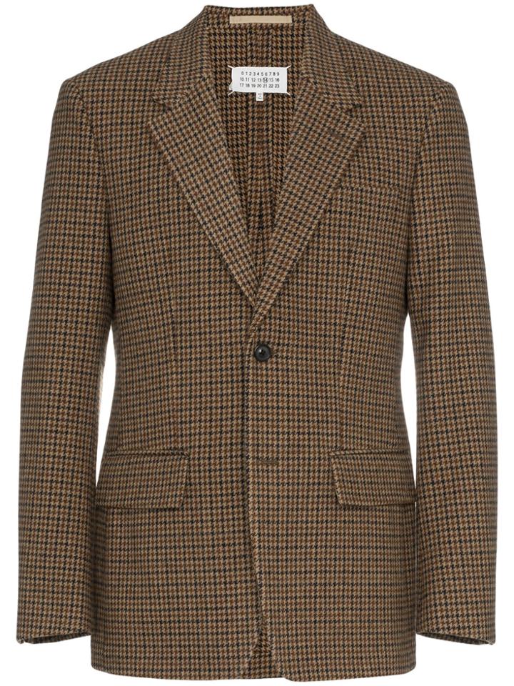 Maison Margiela Houndstooth Virgin Wool Blazer - Brown