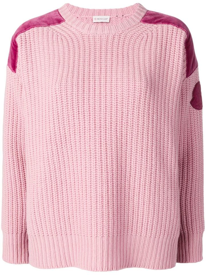 Moncler Velvet Panel Jumper - Pink & Purple