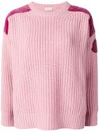 Moncler Velvet Panel Jumper - Pink & Purple