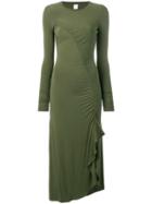 Pinko Ruched Detail Flared Dress - Green