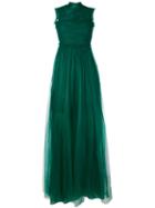 Rochas - High Neck Ruched Gown - Women - Silk/polyamide - 40, Women's, Green, Silk/polyamide