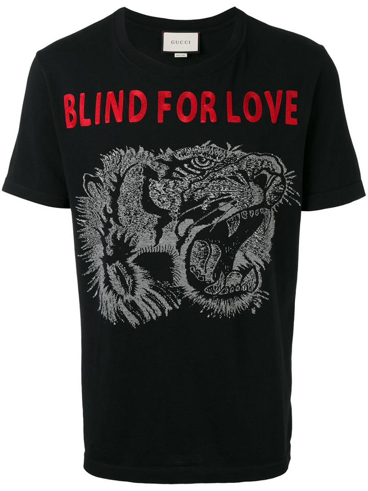 Gucci Tiger Print T-shirt, Men's, Size: Medium, Black, Cotton