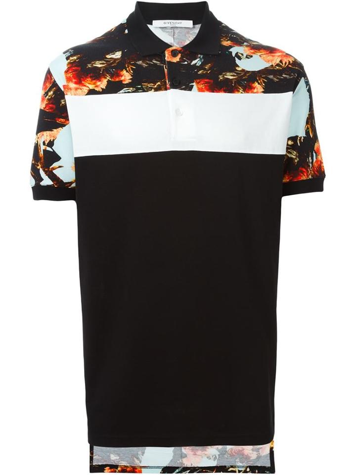Givenchy Floral Oversize Polo Shirt, Men's, Size: Xs, Black, Cotton