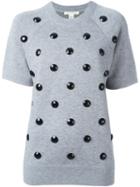 Marc Jacobs Embellished Short Sleeve Sweatshirt, Women's, Size: Xs, Grey, Cotton/nylon/viscose/wool