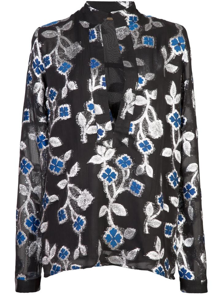 Dodo Bar Or Sheer Floral Embroidered Blouse - Black