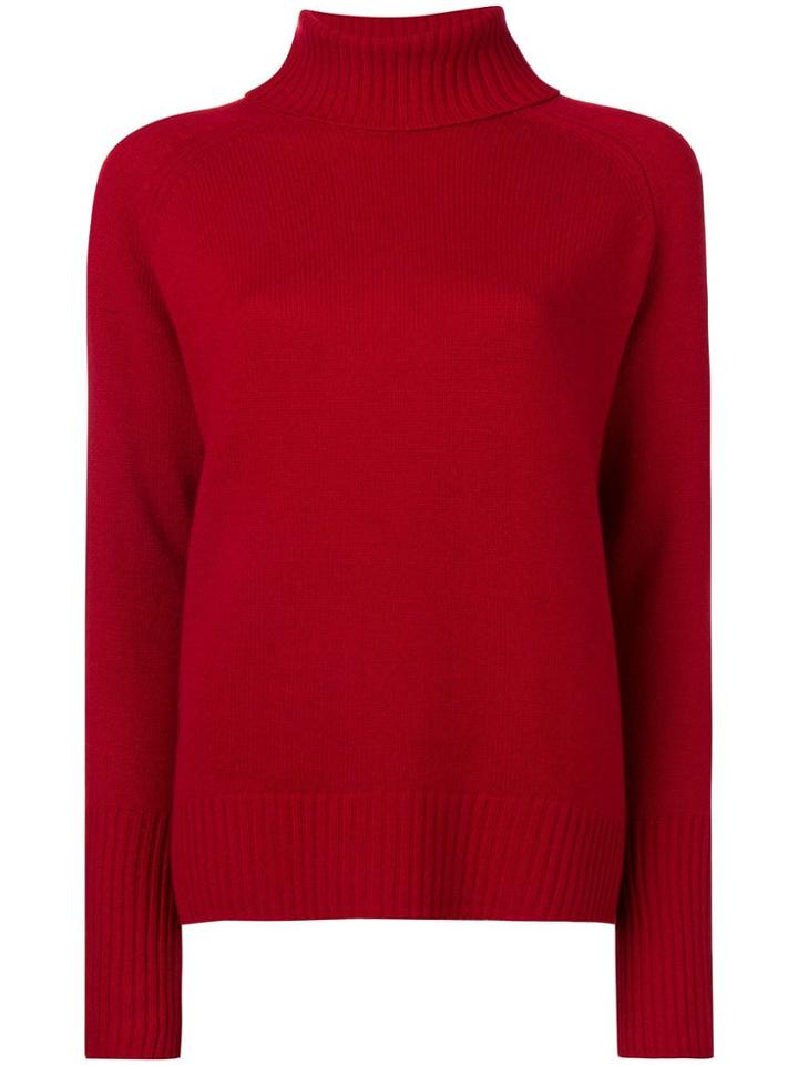 Lee Mathews Knit Roll Neck Jumper - Red