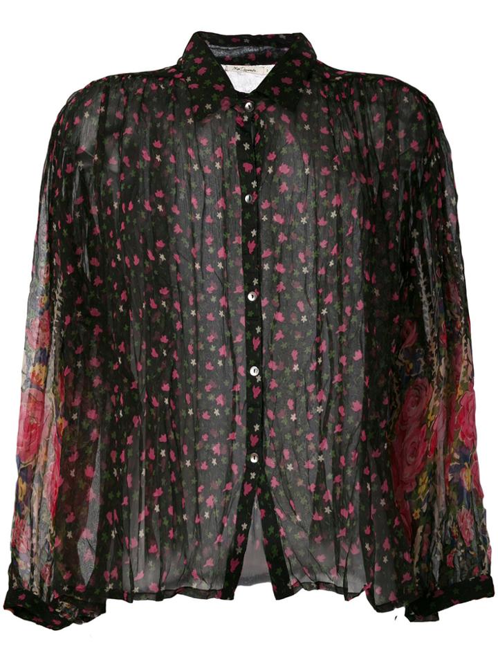 Mes Demoiselles Sheer Floral Shirt - Black