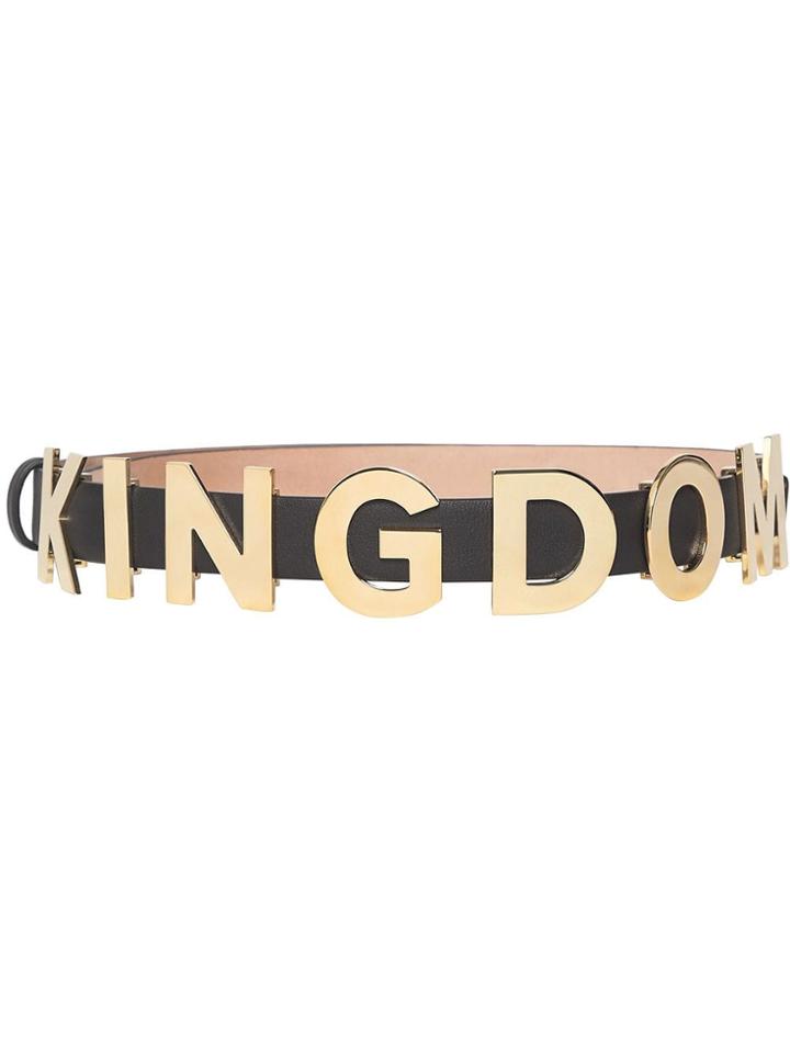 Burberry Kingdom Motif Leather Belt - Black