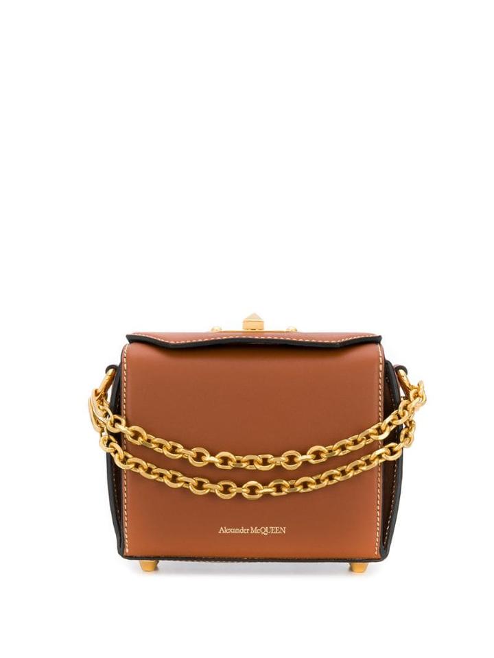 Alexander Mcqueen Twist-lock Chain Shoulder Bag - Brown
