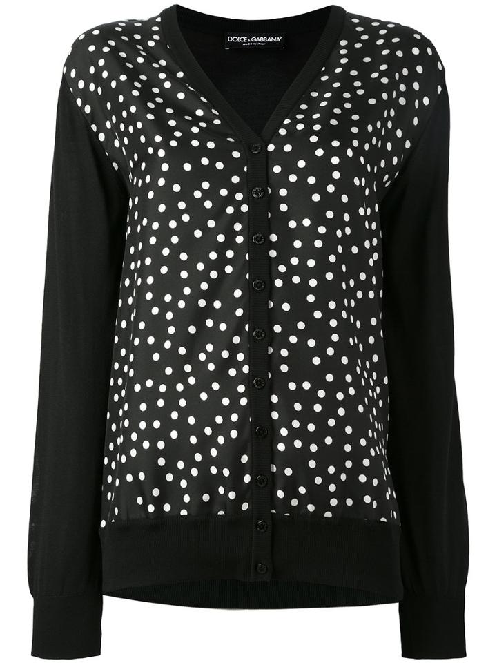 Dolce & Gabbana - Polka Dot Cardigan - Women - Silk - 42, Women's, Black, Silk