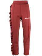 Palm Angels Ruffle Detail Track Pants - Red