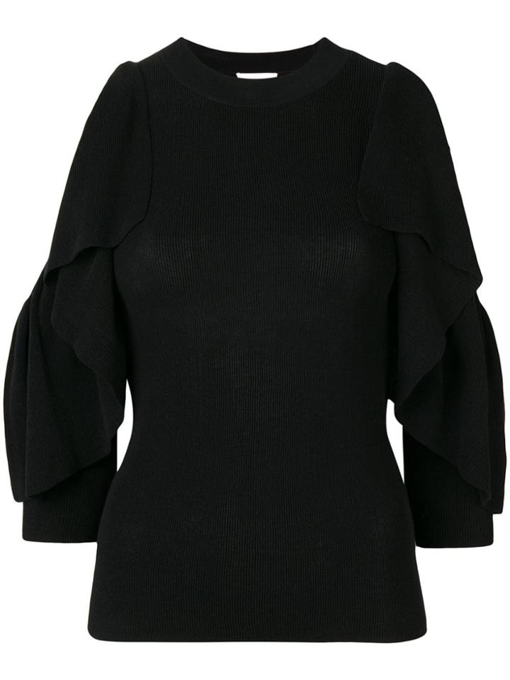 See By Chloé Open Shoulders Knitted Sweatshirt - Black