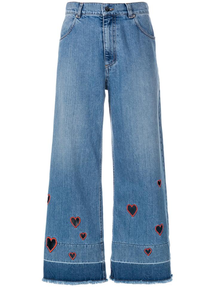 Vivetta Cut-out Heart Cropped Jeans - Blue