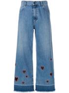 Vivetta Cut-out Heart Cropped Jeans - Blue