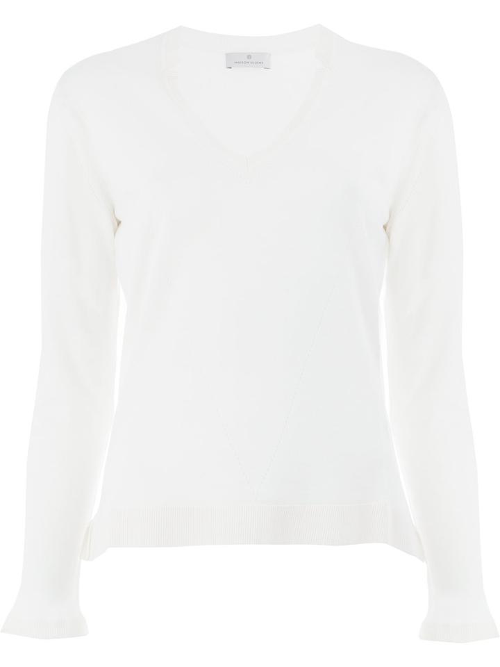 Maison Ullens V-neck Ribbed Jumper - White