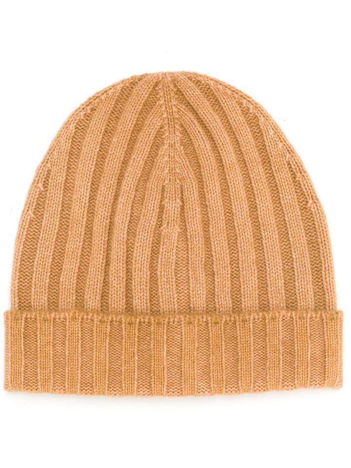 La Fileria For D'aniello Ribbed Cashmere Beanie - Brown
