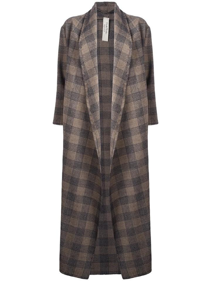 Daniela Pancheri Glen Plaid Cardi-coat, Women's, Size: Small, Brown, Wool