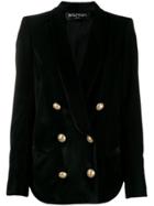 Balmain Velvet Button-embellished Blazer - Black