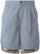 Kolor Patterned Trim Shorts, Men's, Size: 2, Blue, Cotton/polyester