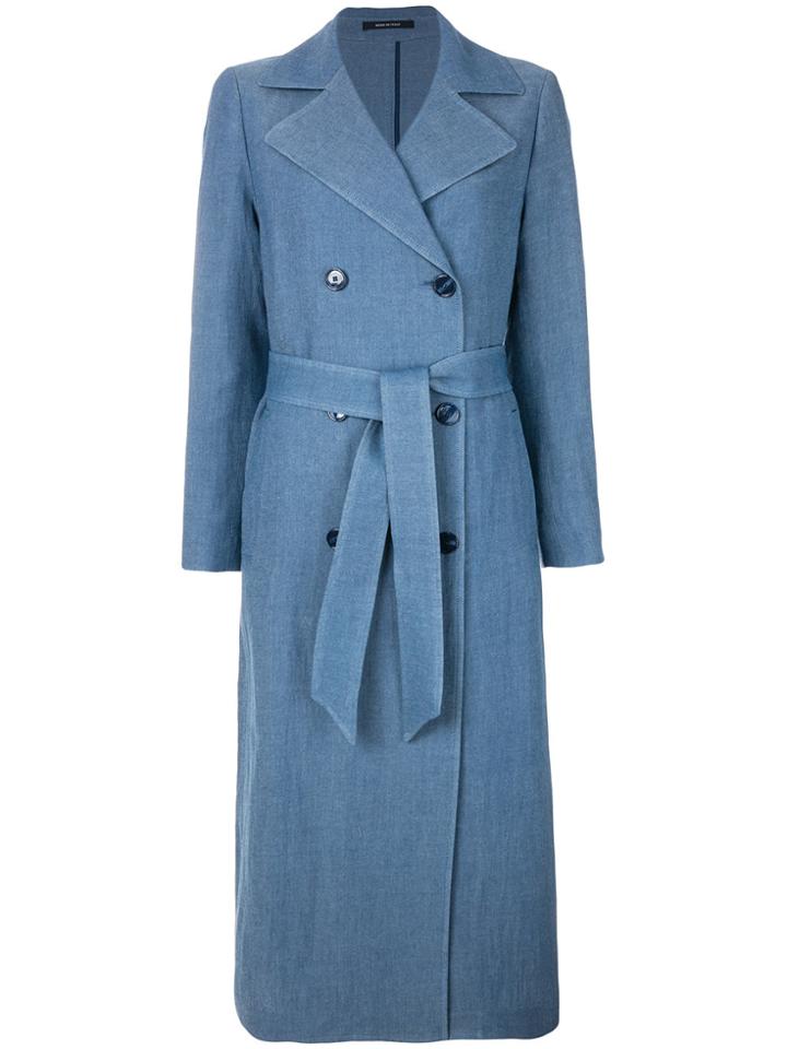Tagliatore Belted Trench Coat - Blue