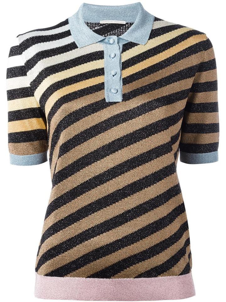 Marco De Vincenzo Striped Polo Shirt, Women's, Size: 42, Acetate/polyester/polyamide